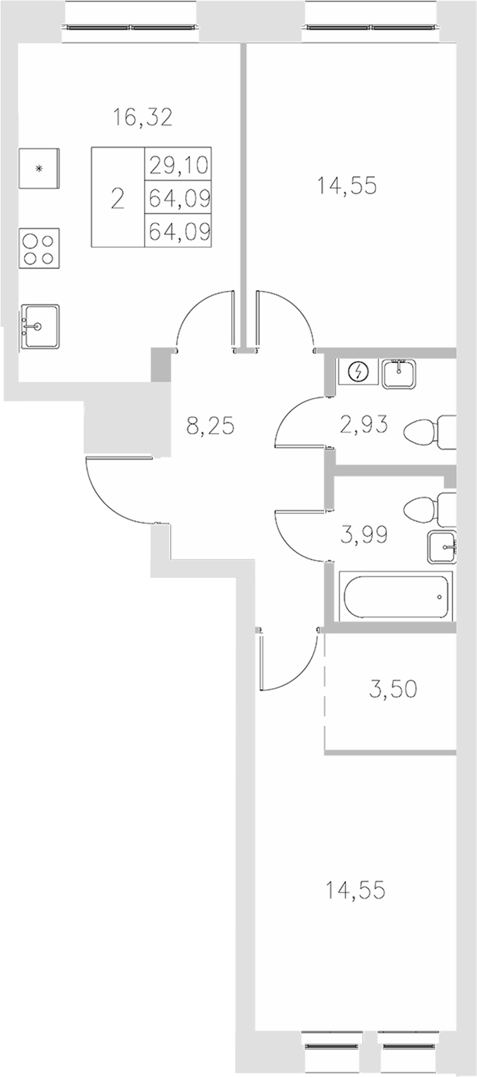 Планировка Квартира №430