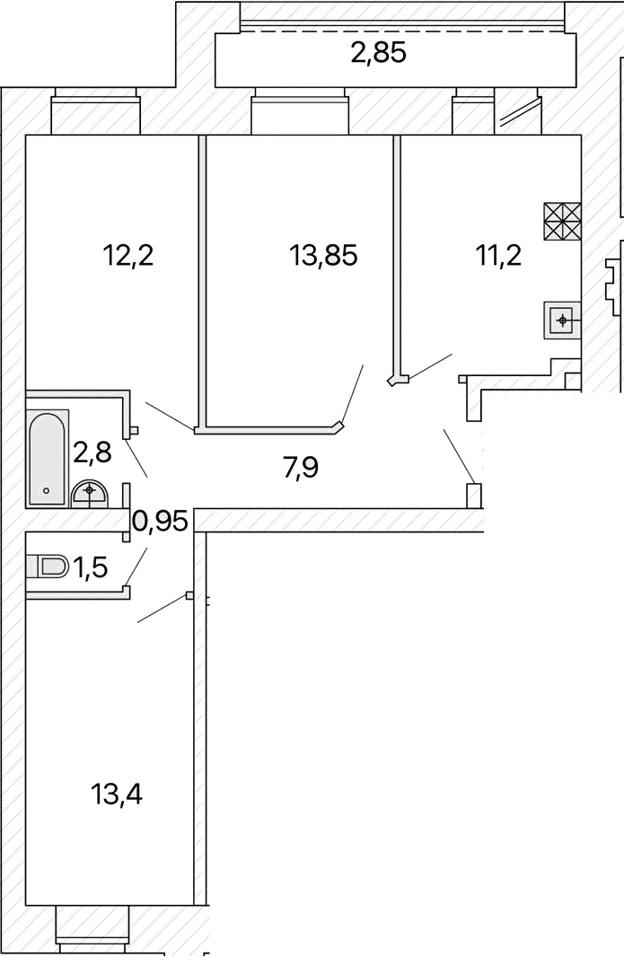 Планировка Квартира №44