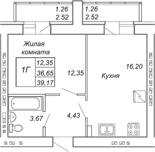 Планировка Квартира №156