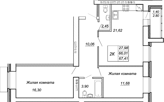 Планировка Квартира №55