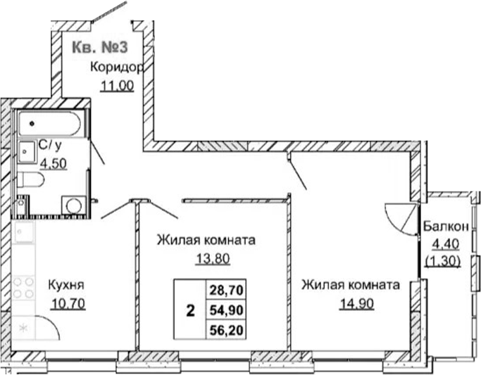 Планировка Квартира №3