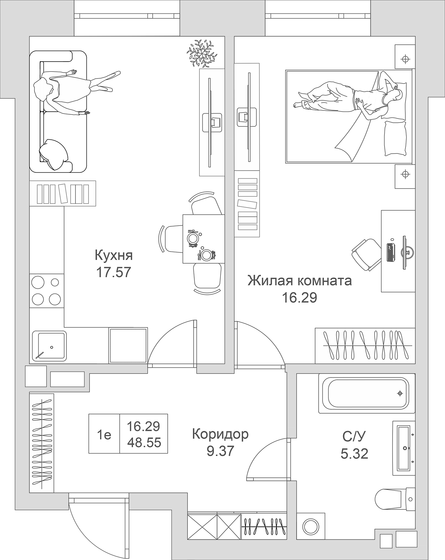 Планировка Квартира №14