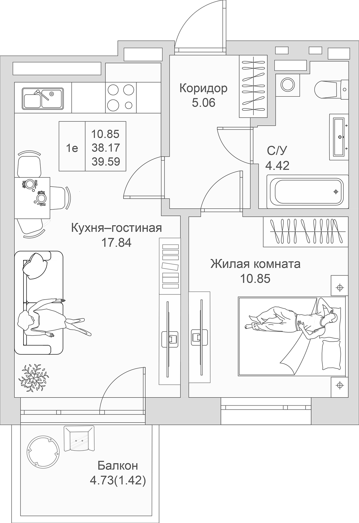 Планировка Квартира №32