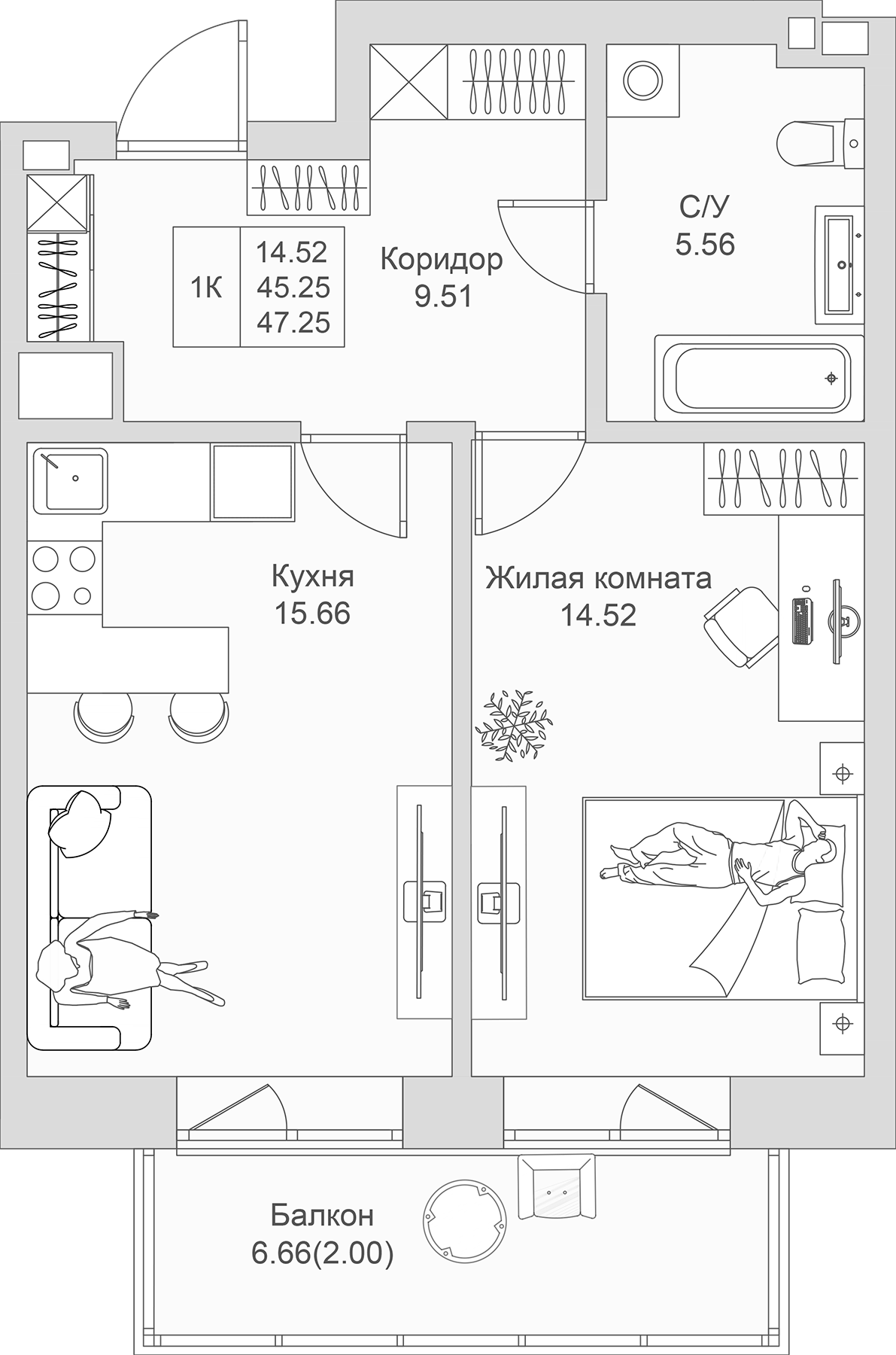 Планировка Квартира №23