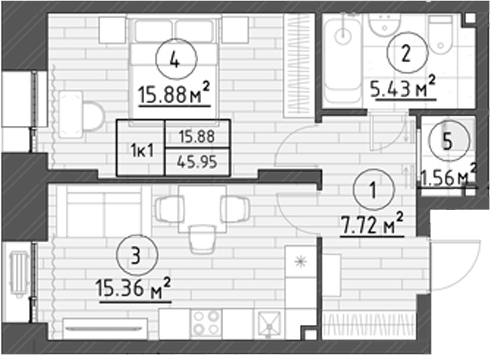 Планировка Квартира №41