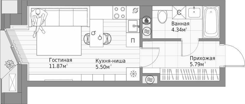 Планировка Квартира №48а