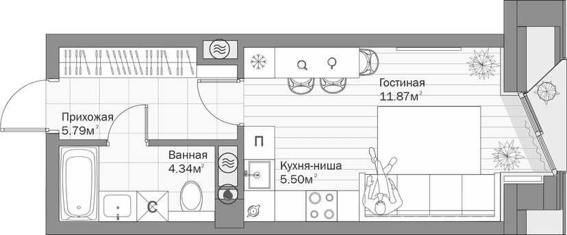 Планировка Квартира №43а