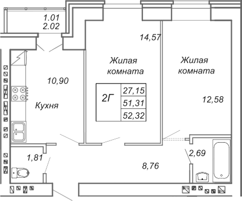 Планировка Квартира №105