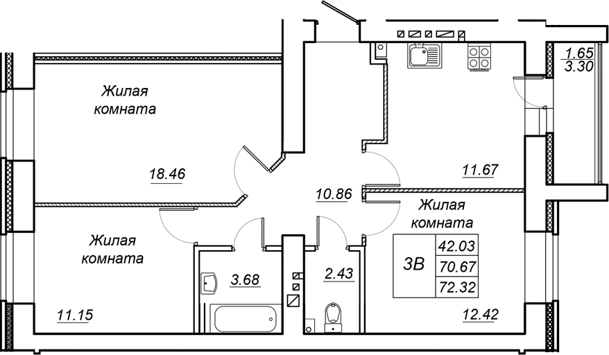 Планировка Квартира №132
