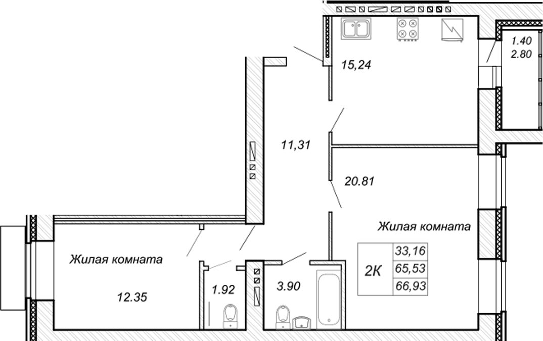 Планировка Квартира №43
