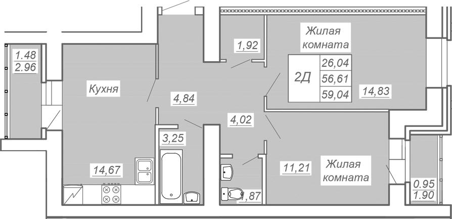 Планировка Квартира №44