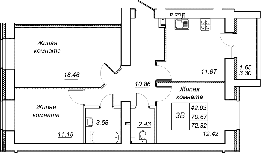 Планировка Квартира №127