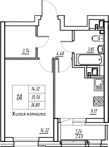 Планировка Квартира №74
